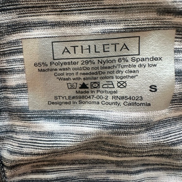 ✅ Athleta Racerback Tank Top S – White & Gray Space-Dye – Longline Cinched Hem - Picture 4 of 6